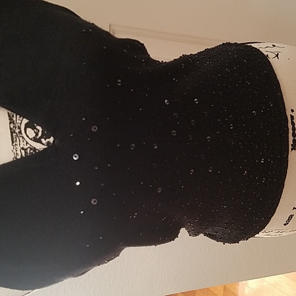Black Sequin Knit Halter Top-EUC! - Picture 2 of 4